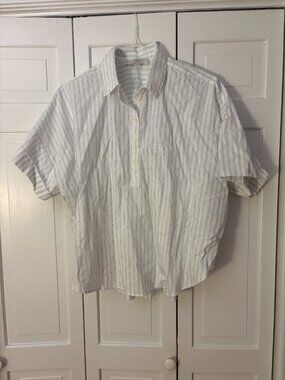 Loft striped blue and white henley dolman everyday tunic